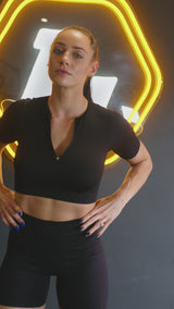 TCML Ribbed Quarter-Sleeve Crop Top