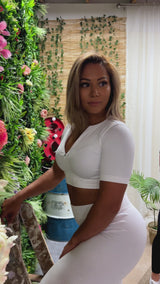 TCML Ribbed Quarter-Sleeve Crop Top