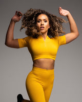 TCML Ribbed Quarter-Sleeve Crop Top